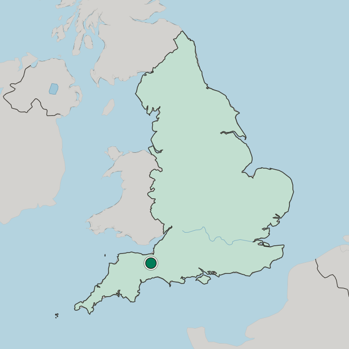 Map showing Taunton — In England