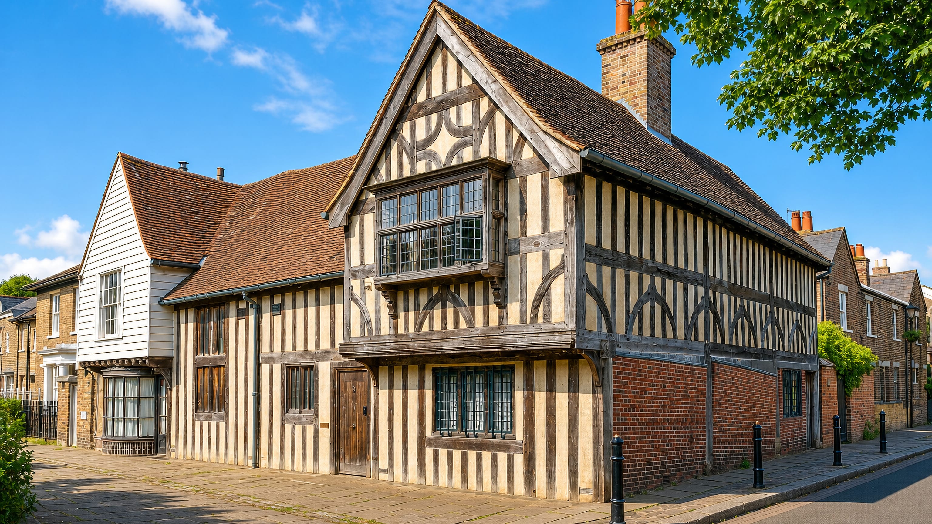 The Ancient House, a timber-framed Tudor building on Church Lane in Walthamstow Village, London.