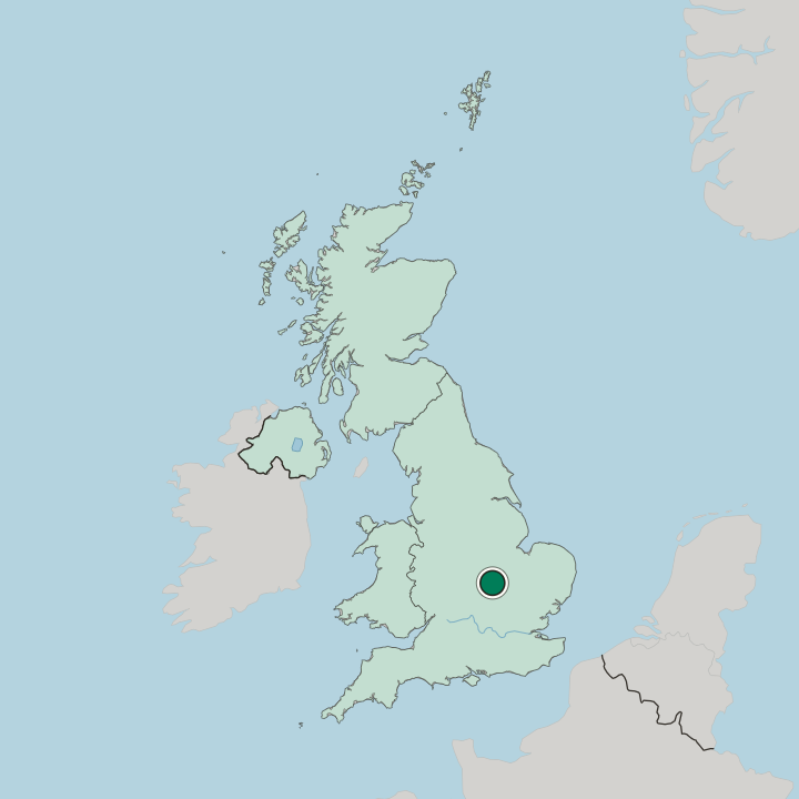 Map showing Wellingborough — In United Kingdom