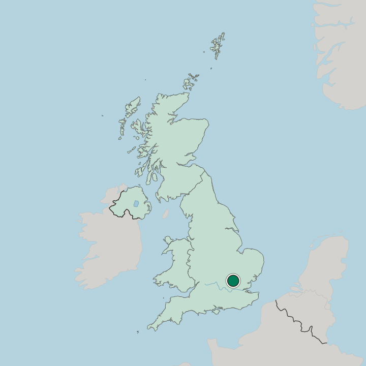 Map showing Welwyn Garden City — In United Kingdom