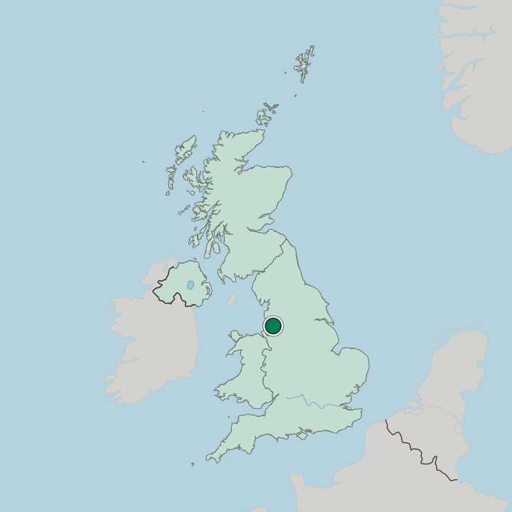 Map showing Wigan — In United Kingdom