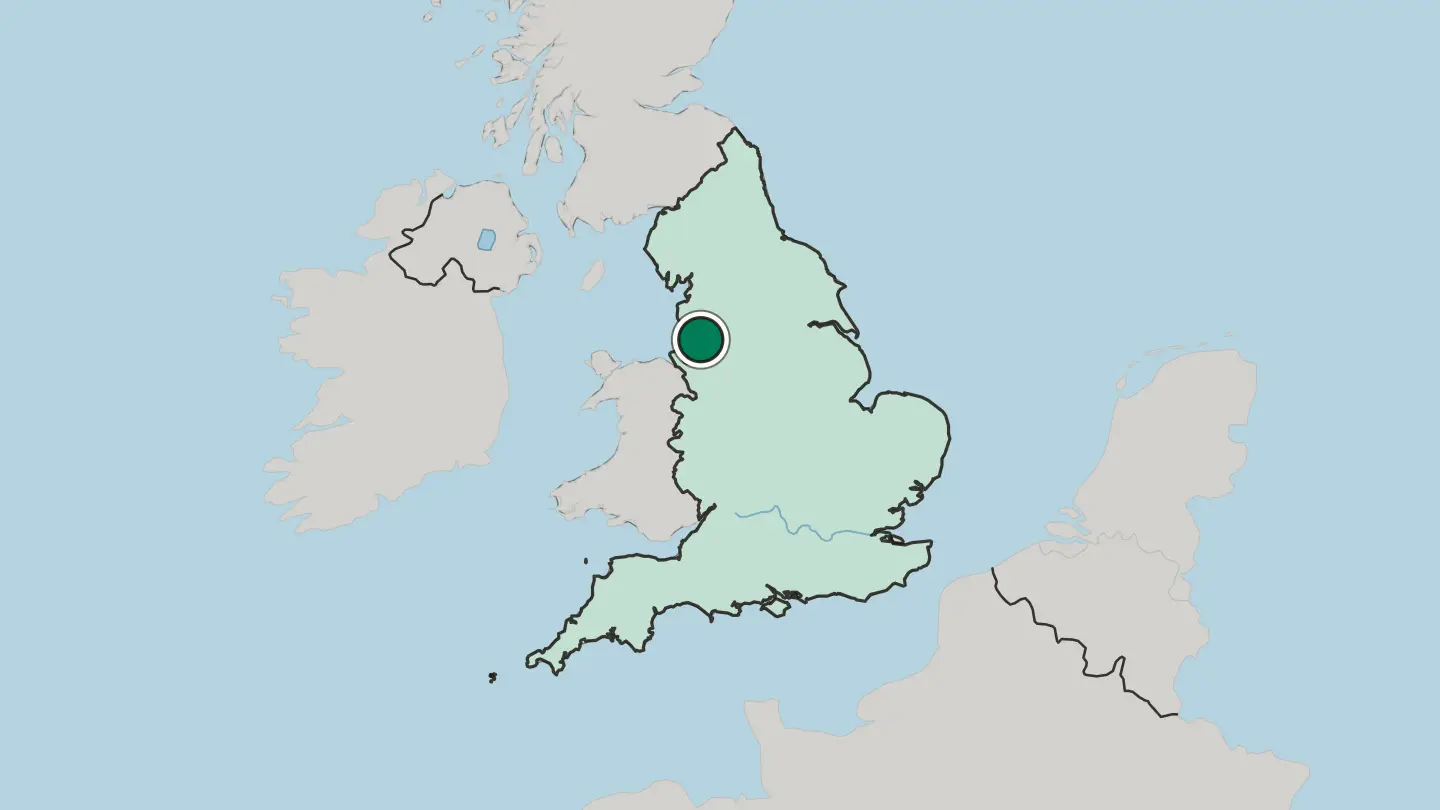 Map of Wigan in United Kingdom
