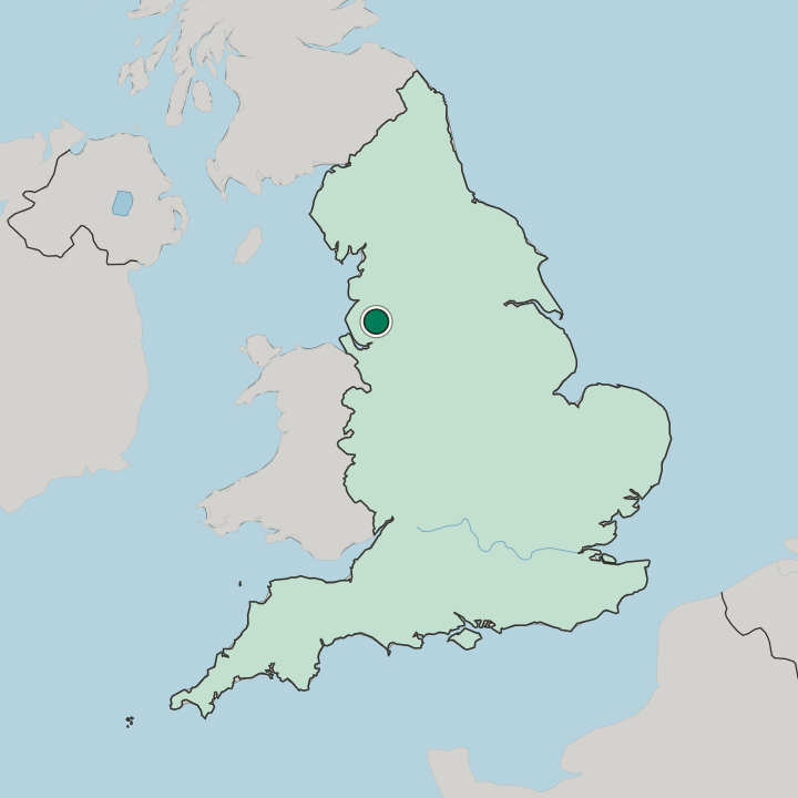 Map showing Wigan — In England
