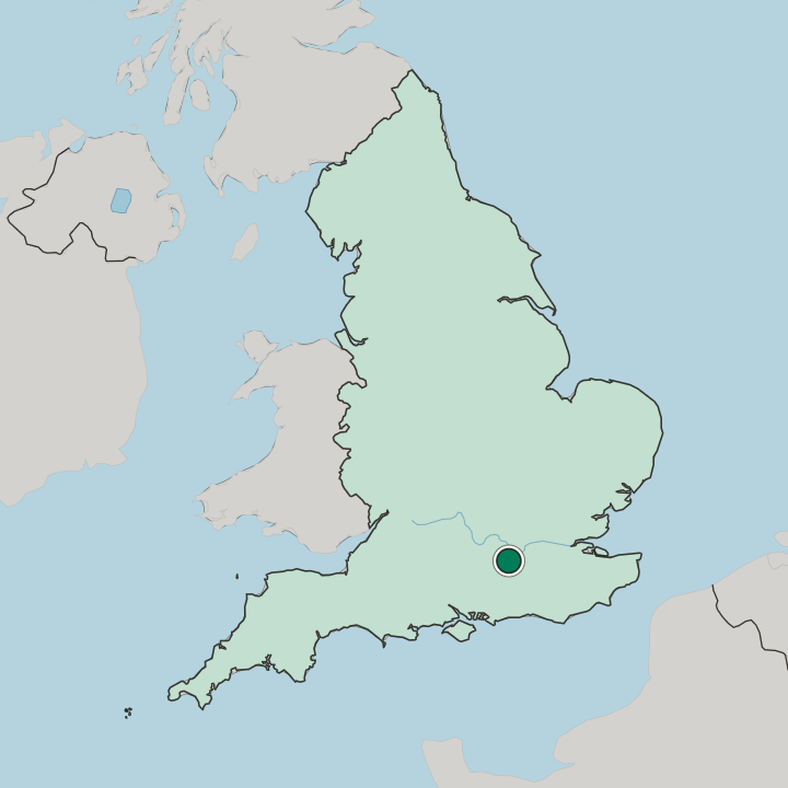 Map showing Old Woking — In England
