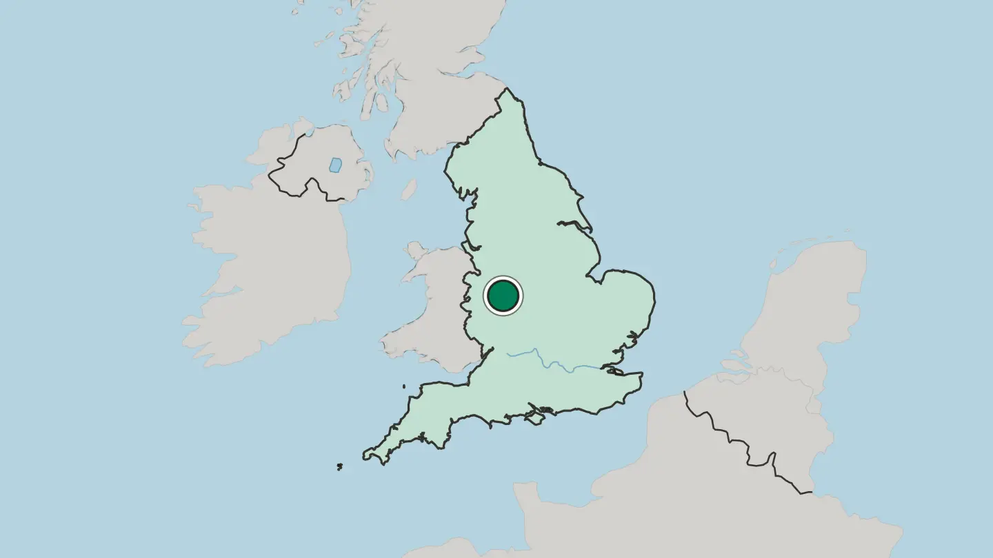 Map of Wolverhampton in United Kingdom