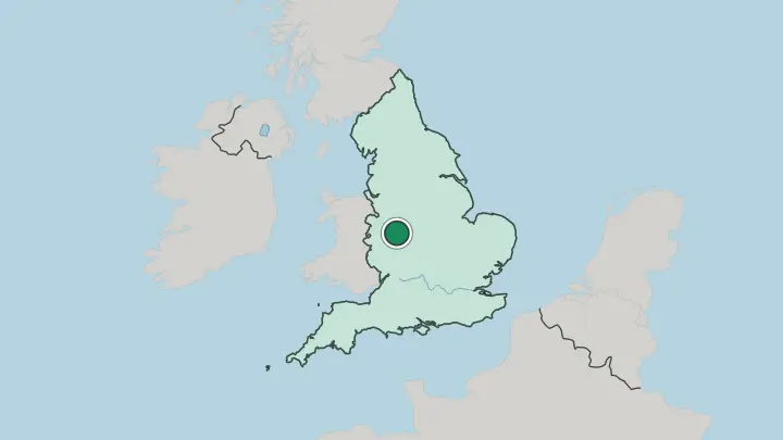 Map of Wolverhampton in United Kingdom