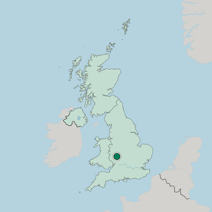 Map showing Worcester — In United Kingdom