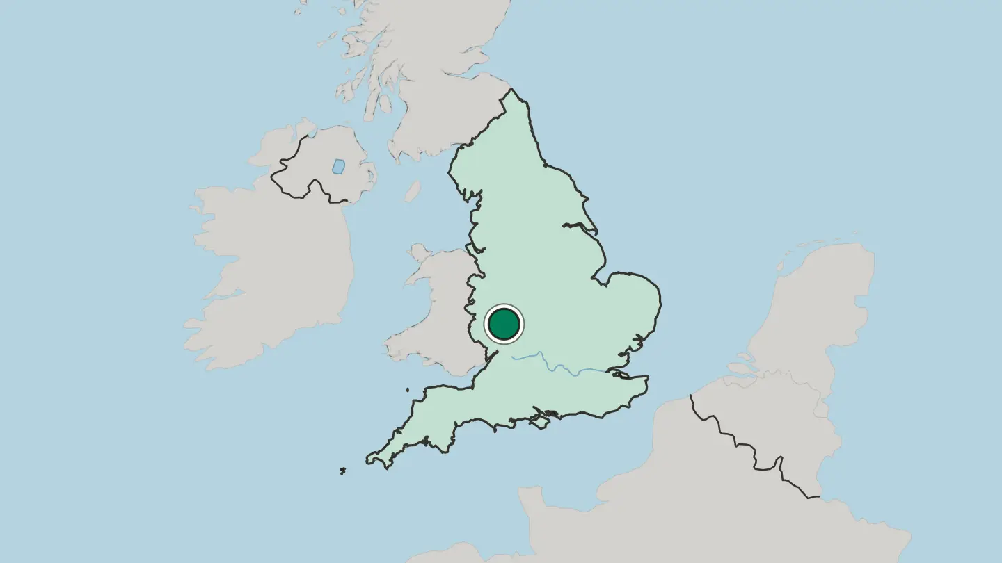 Map of Worcester in United Kingdom