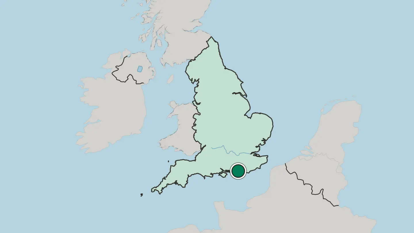 Map of Worthing in United Kingdom