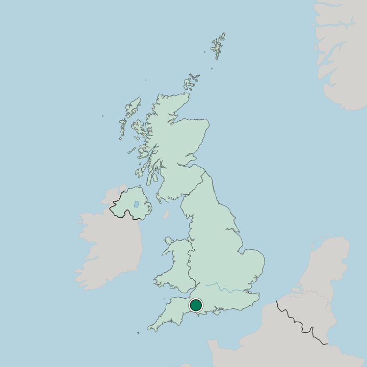 Map showing Yeovil — In United Kingdom