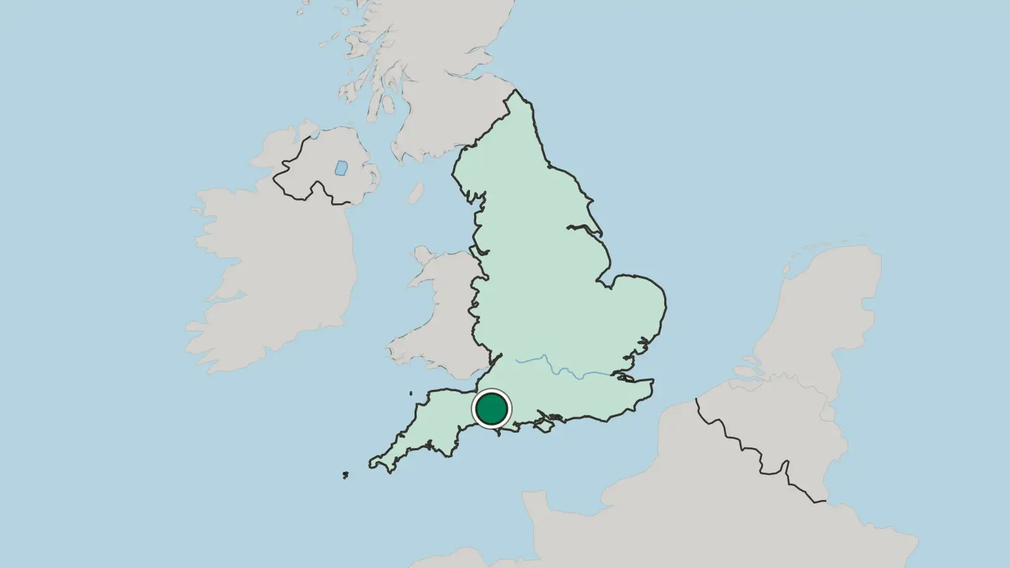 Map of Yeovil in United Kingdom