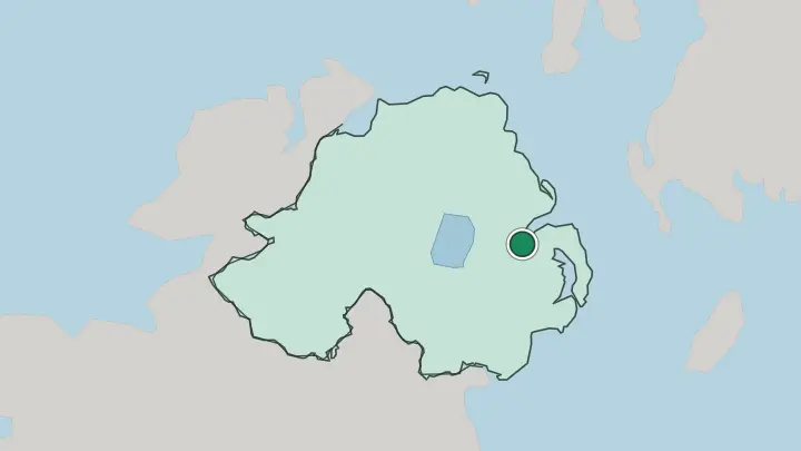 Map of Belfast in United Kingdom