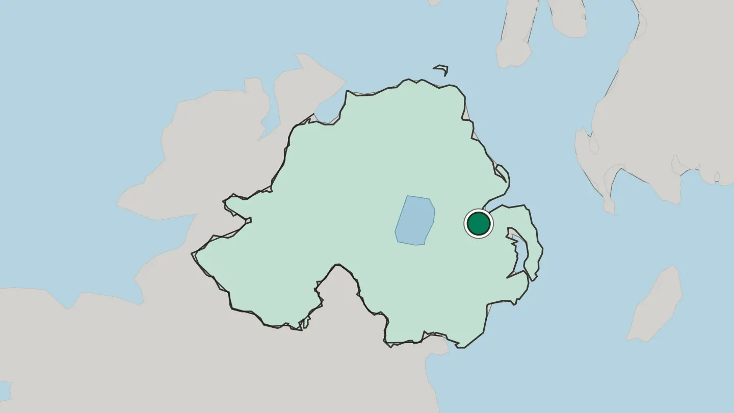 Map of Belfast in United Kingdom