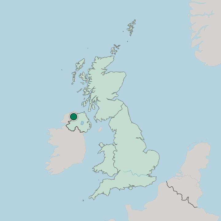 Map showing Derry — In United Kingdom