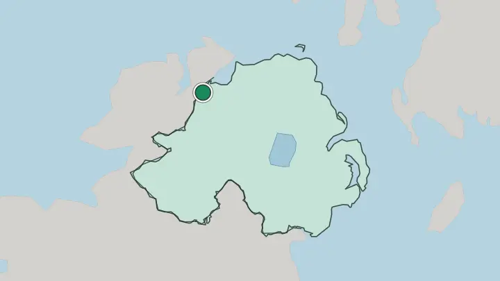 Map of Derry in United Kingdom