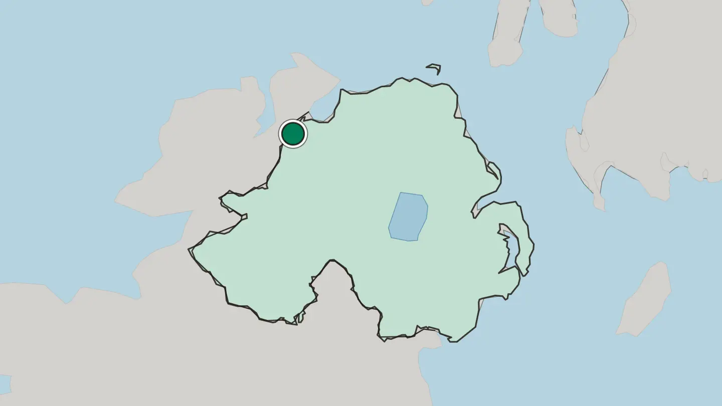 Map of Derry in United Kingdom