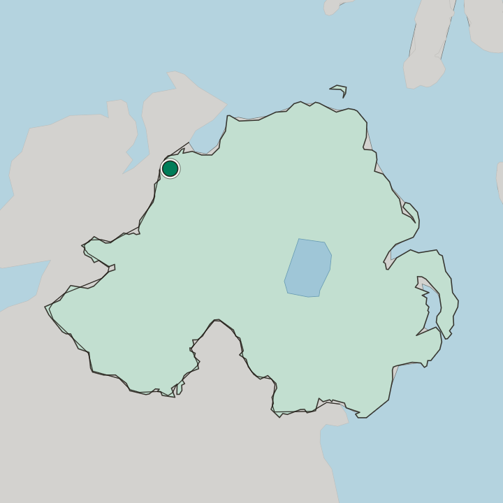 Map showing Derry — In Northern Ireland