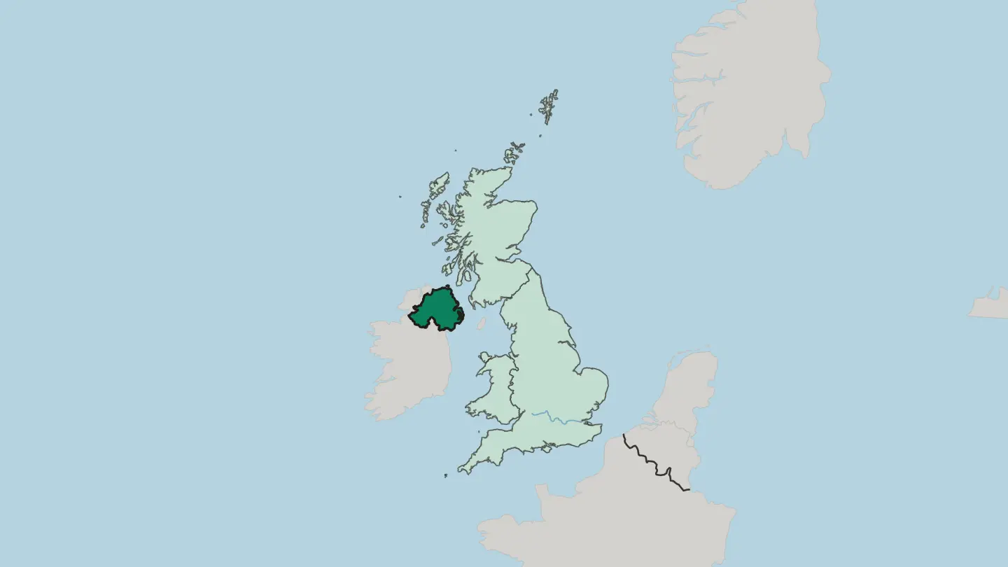 Map of Northern Ireland in United Kingdom