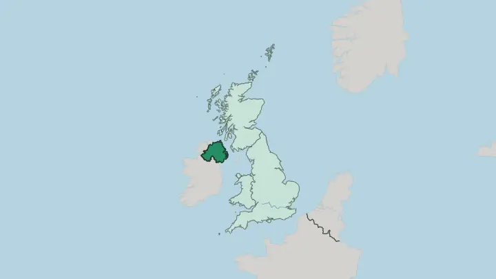 Map of Northern Ireland in United Kingdom