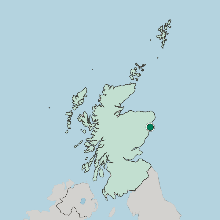 Map showing Aberdeen — In Scotland