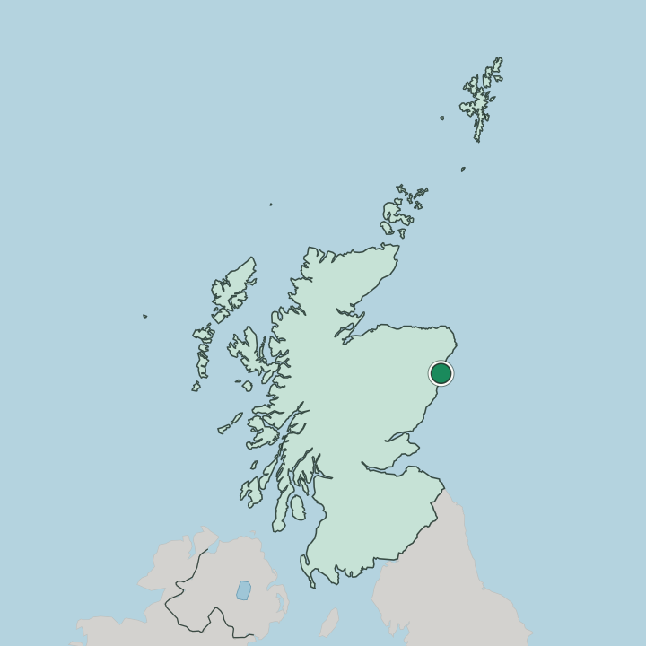 Map showing Aberdeen — In Scotland