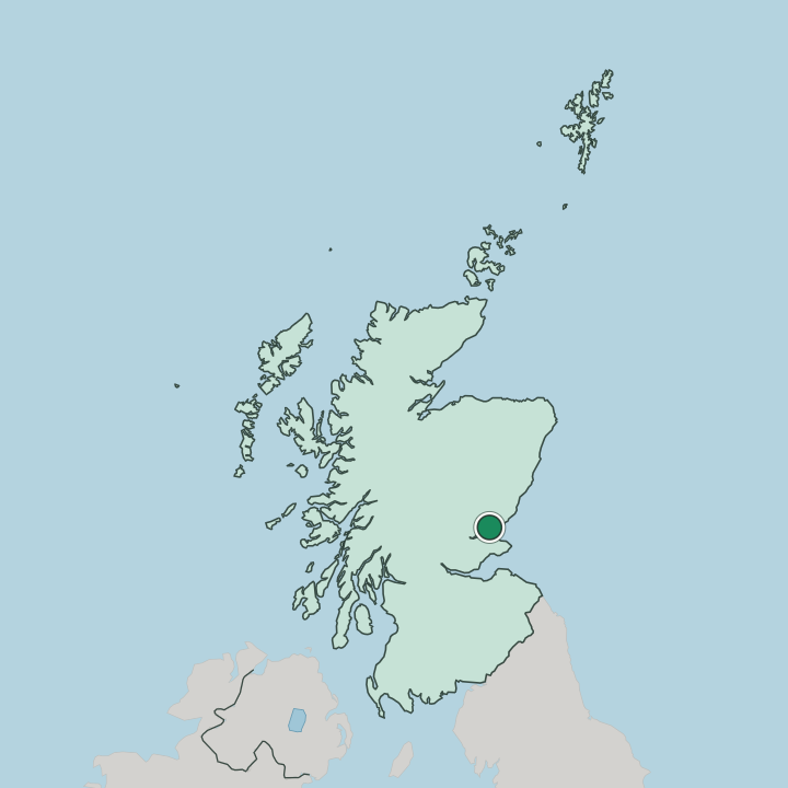 Map showing Dundee — In Scotland