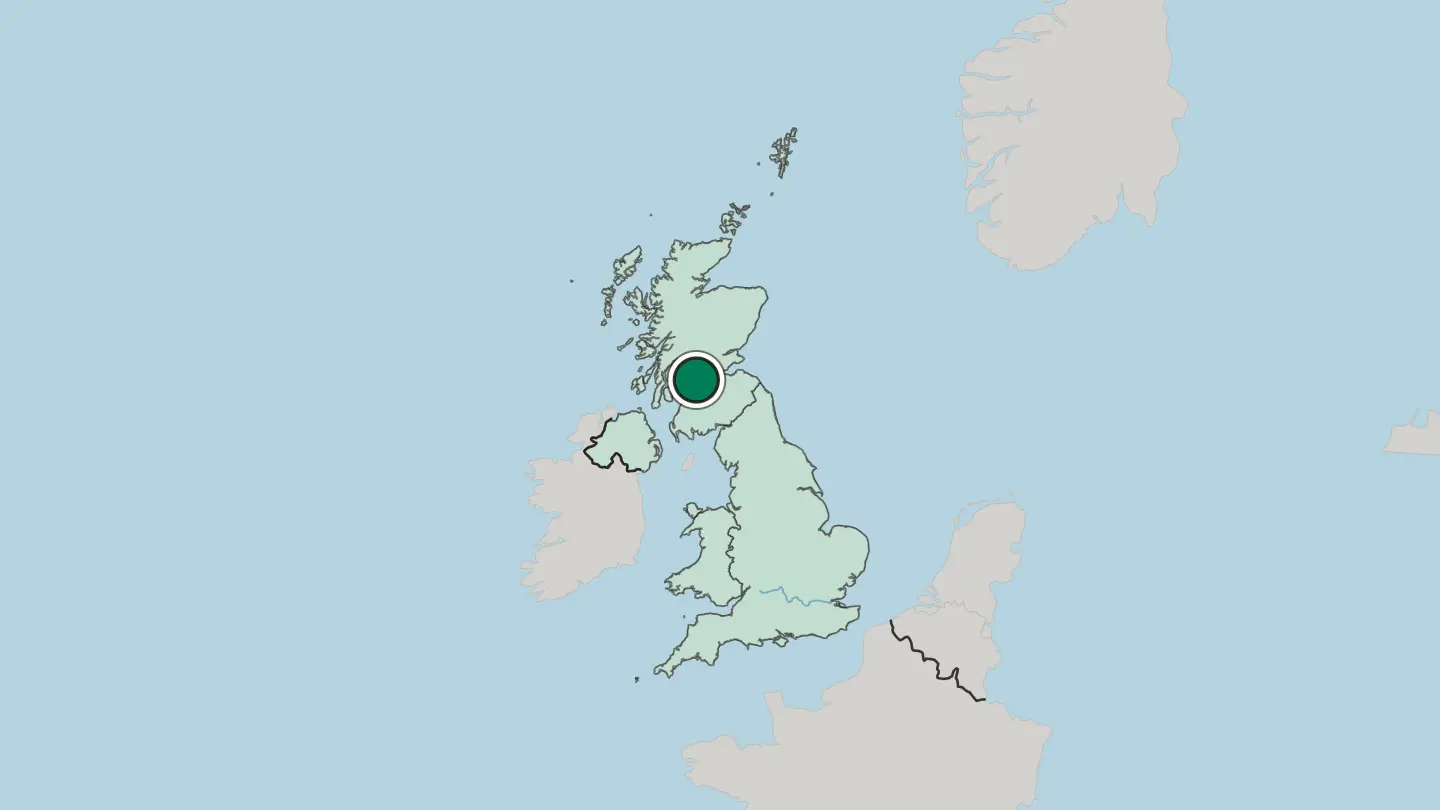 Map of Glasgow in United Kingdom