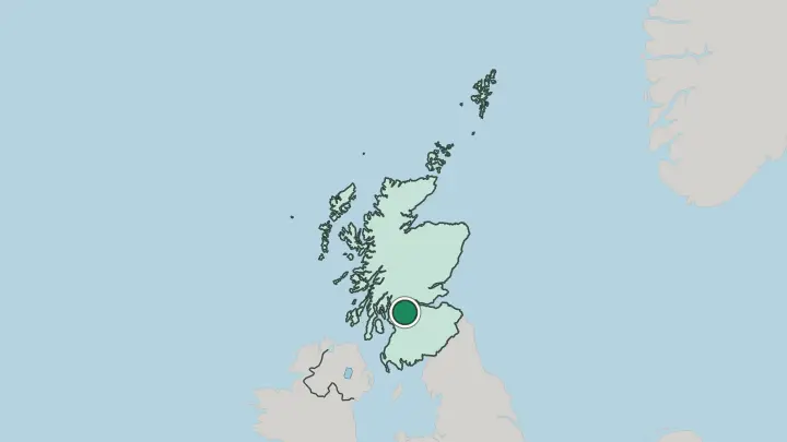 Map of Glasgow in United Kingdom