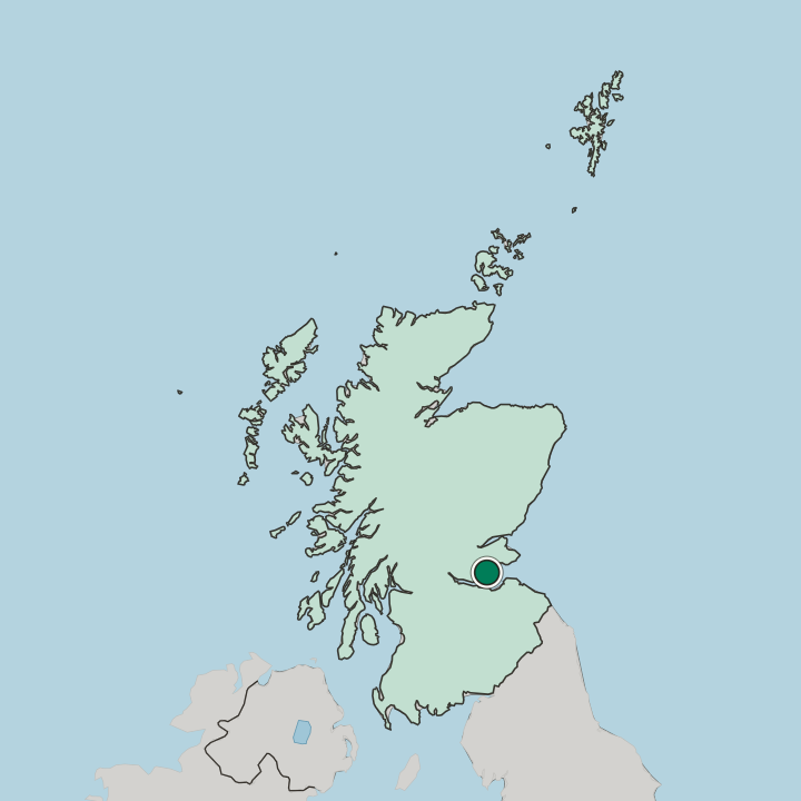 Map showing Kirkcaldy — In Scotland