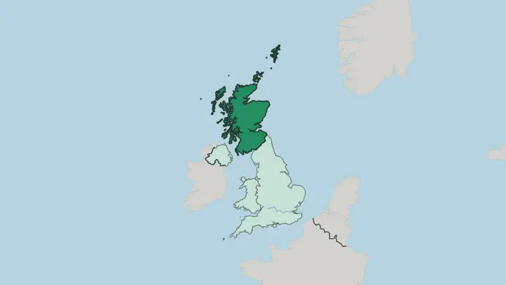 Map of Scotland in United Kingdom