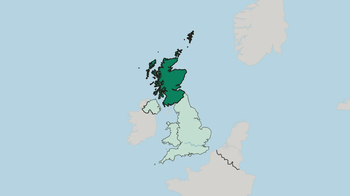 Map of Scotland in United Kingdom