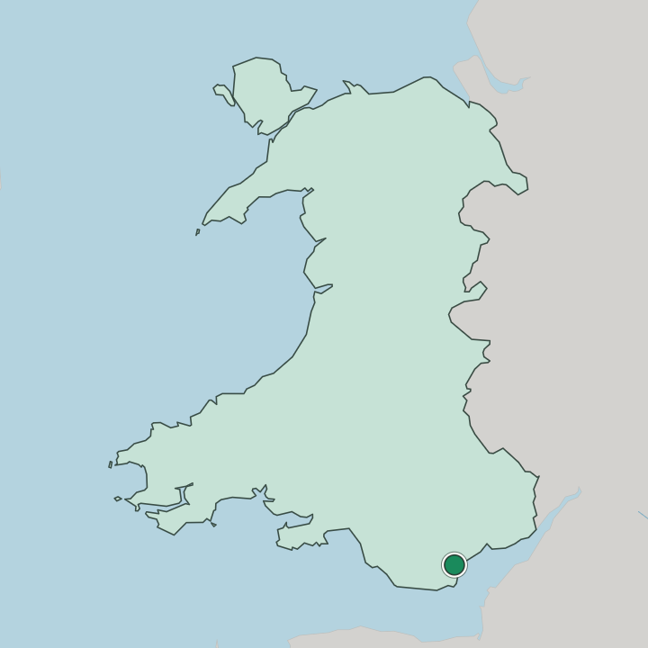 Map showing Cardiff — In Wales