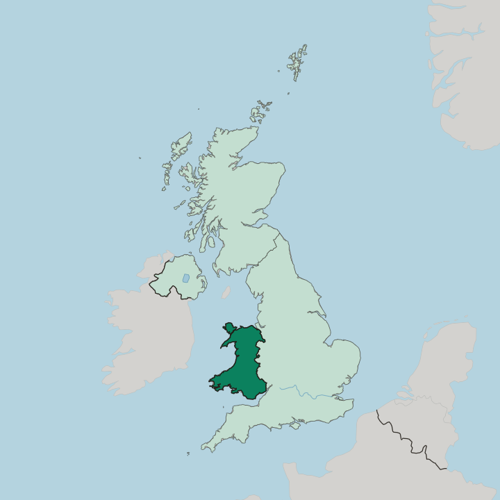 Map showing Wales — In United Kingdom