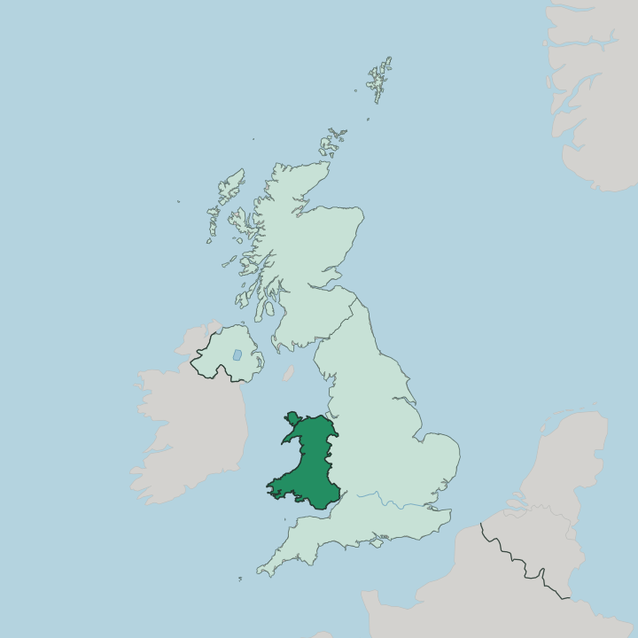 Map showing Wales — In United Kingdom