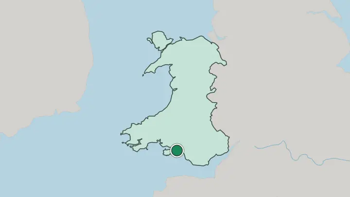 Map of Swansea in United Kingdom
