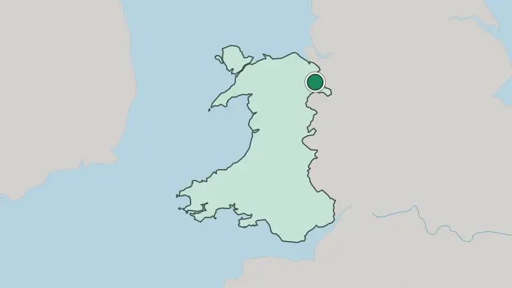 Map of Wrexham in United Kingdom