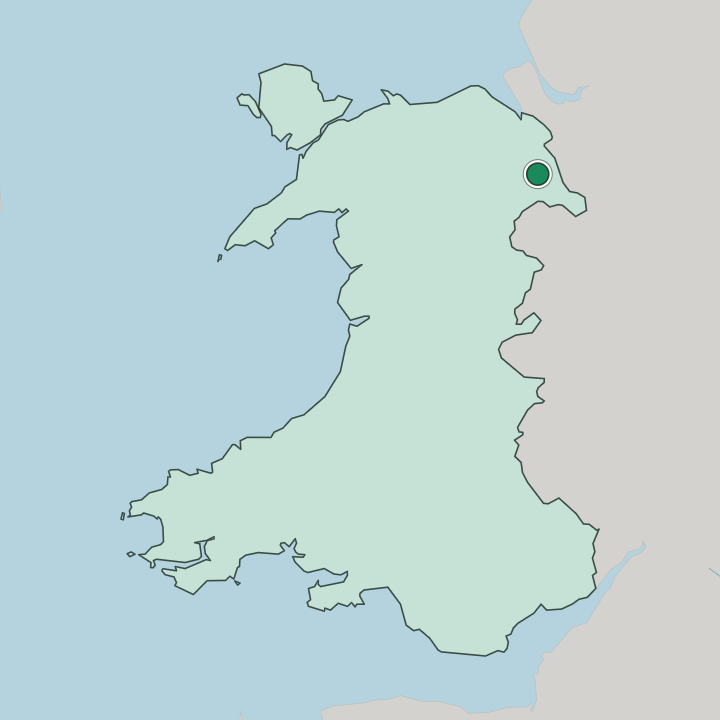 Map showing Wrexham — In Wales