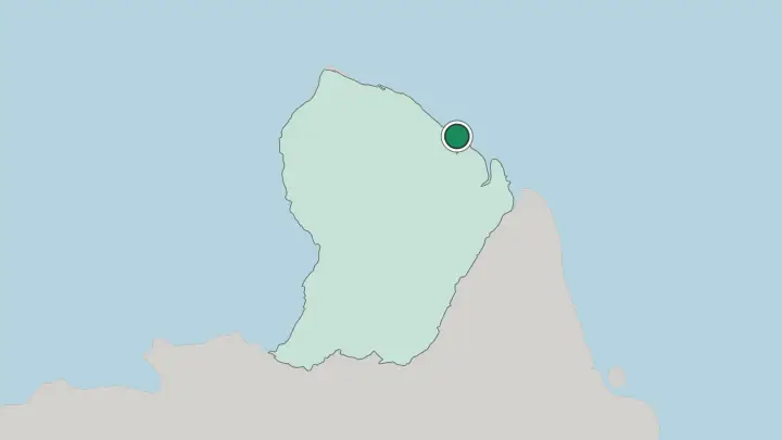Map of Cayenne in French Guiana