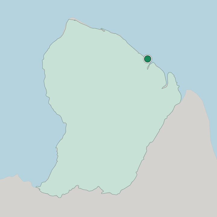 Map showing Cayenne — In French Guiana