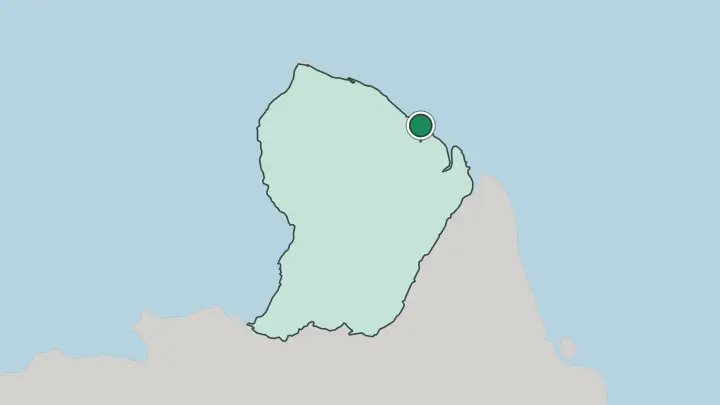 Map of Cayenne in French Guiana