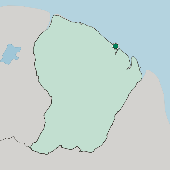 Map showing Cayenne — In Guyane