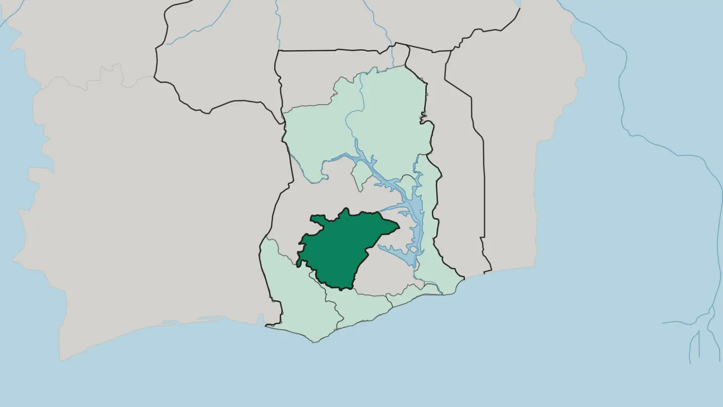 Map of Ashanti Region in Ghana