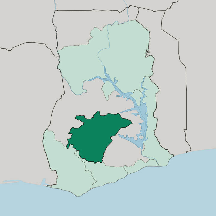 Map showing Ashanti Region — In Ghana
