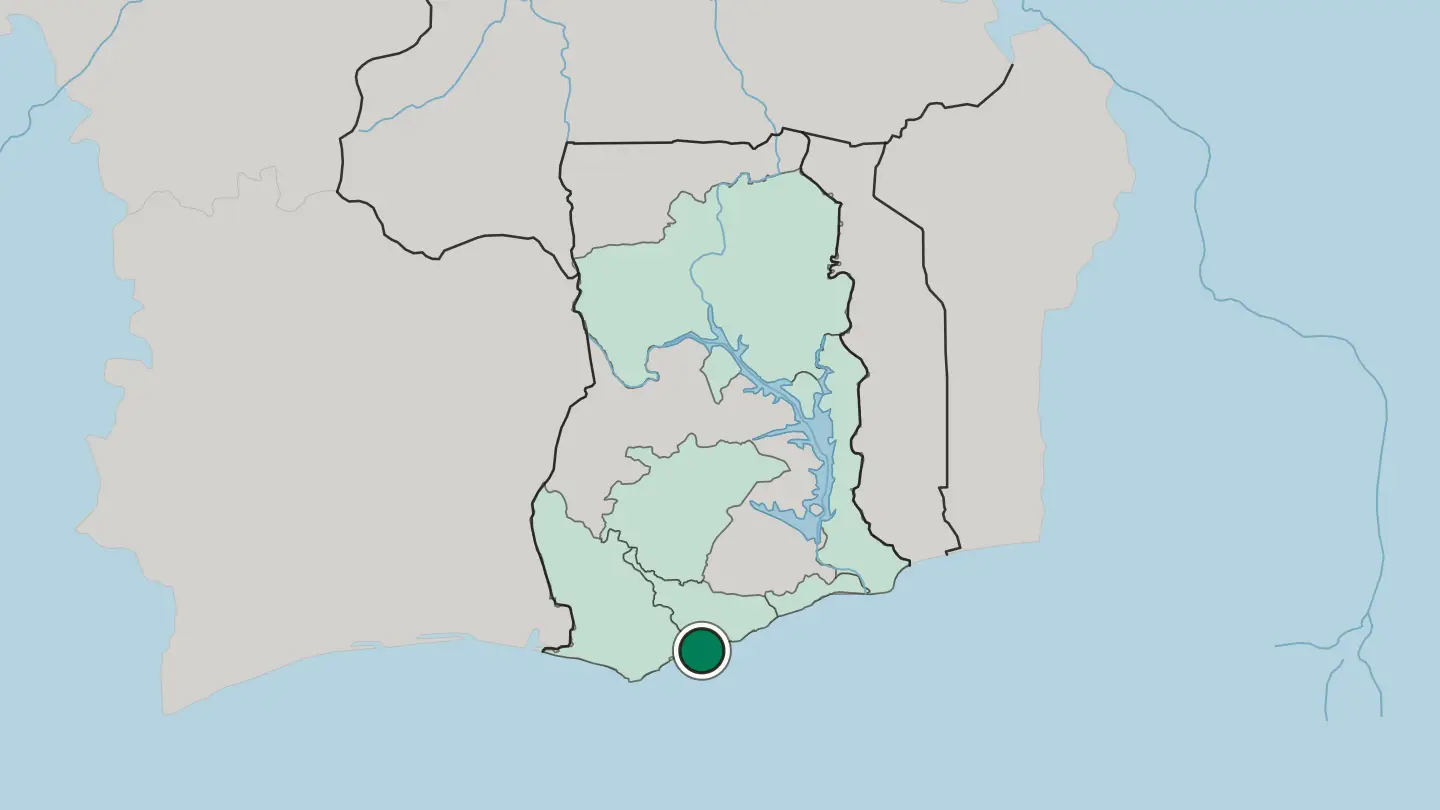 Map of Cape Coast in Ghana