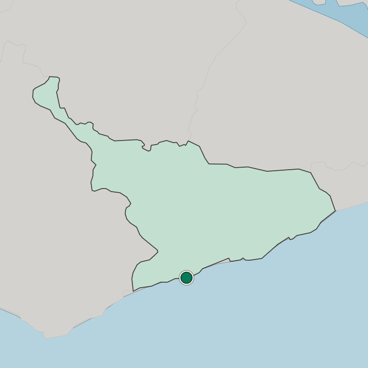 Map showing Cape Coast — In Central Region