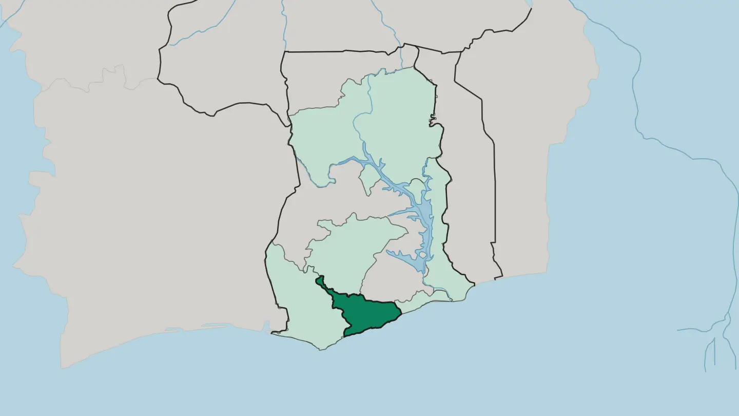 Map of Central Region in Ghana