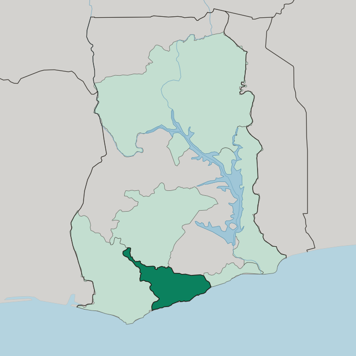Map showing Central Region — In Ghana