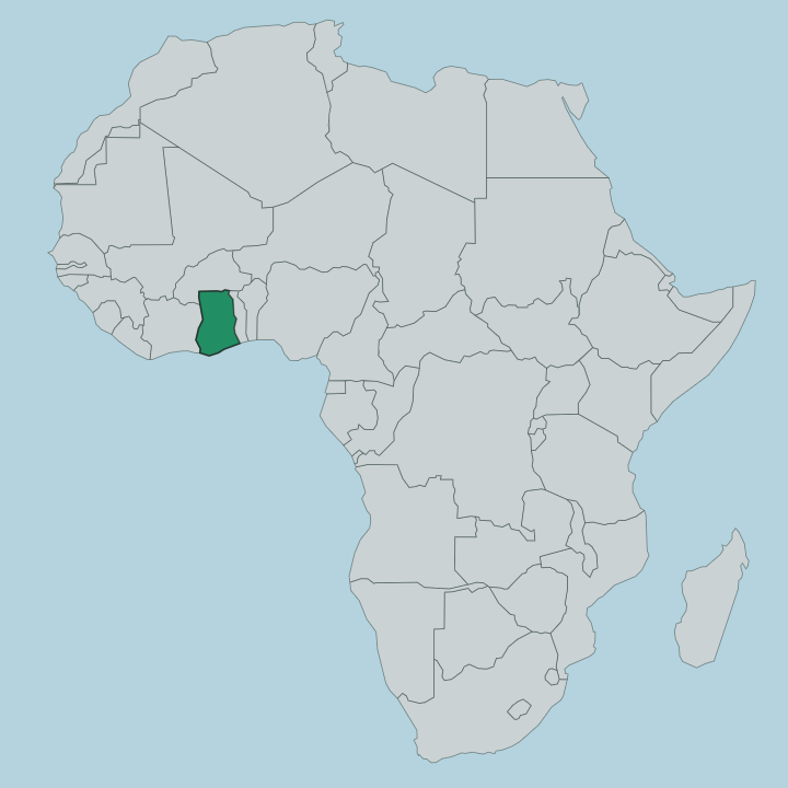 Map showing Ghana — In Africa