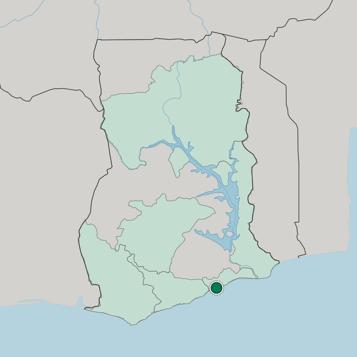 Map showing Accra — In Ghana