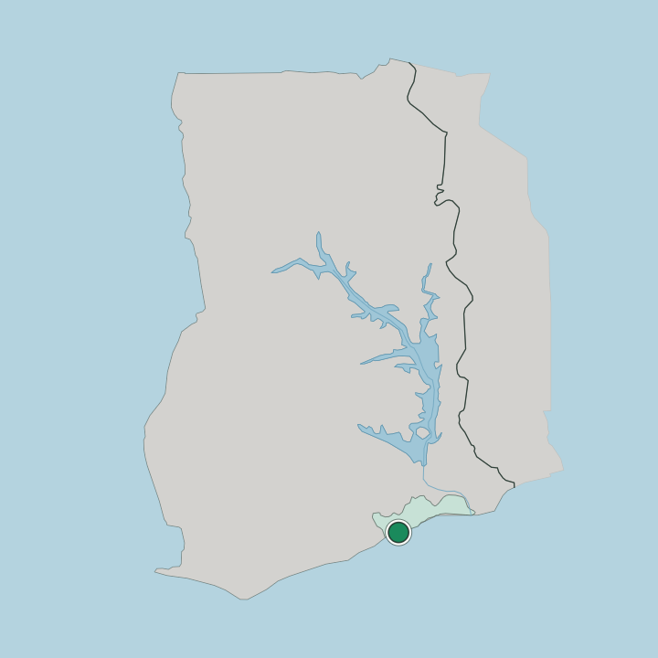 Map showing Accra — In Ghana